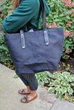 Black Canvas Tote / Leather Handles