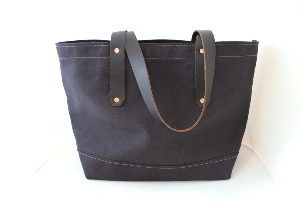Blue Canvas Tote / Leather Handles – August Fischer Makers