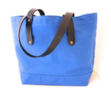 Blue Canvas Tote / Leather Handles