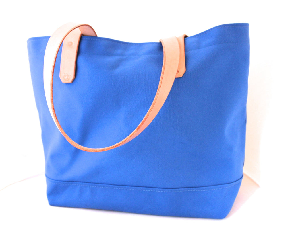 Blue Canvas Tote / Leather Handles – August Fischer Makers