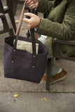 Walnut Brown Canvas Tote / Leather Handles